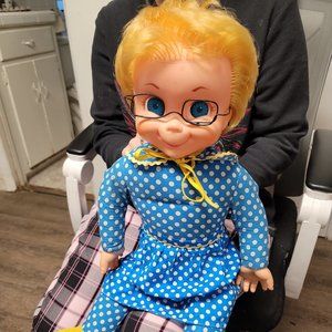 Vintage 1967 Mattel 22" TALKING MRS BEASLEY Doll w/Repro Wire Glasses,Nice!